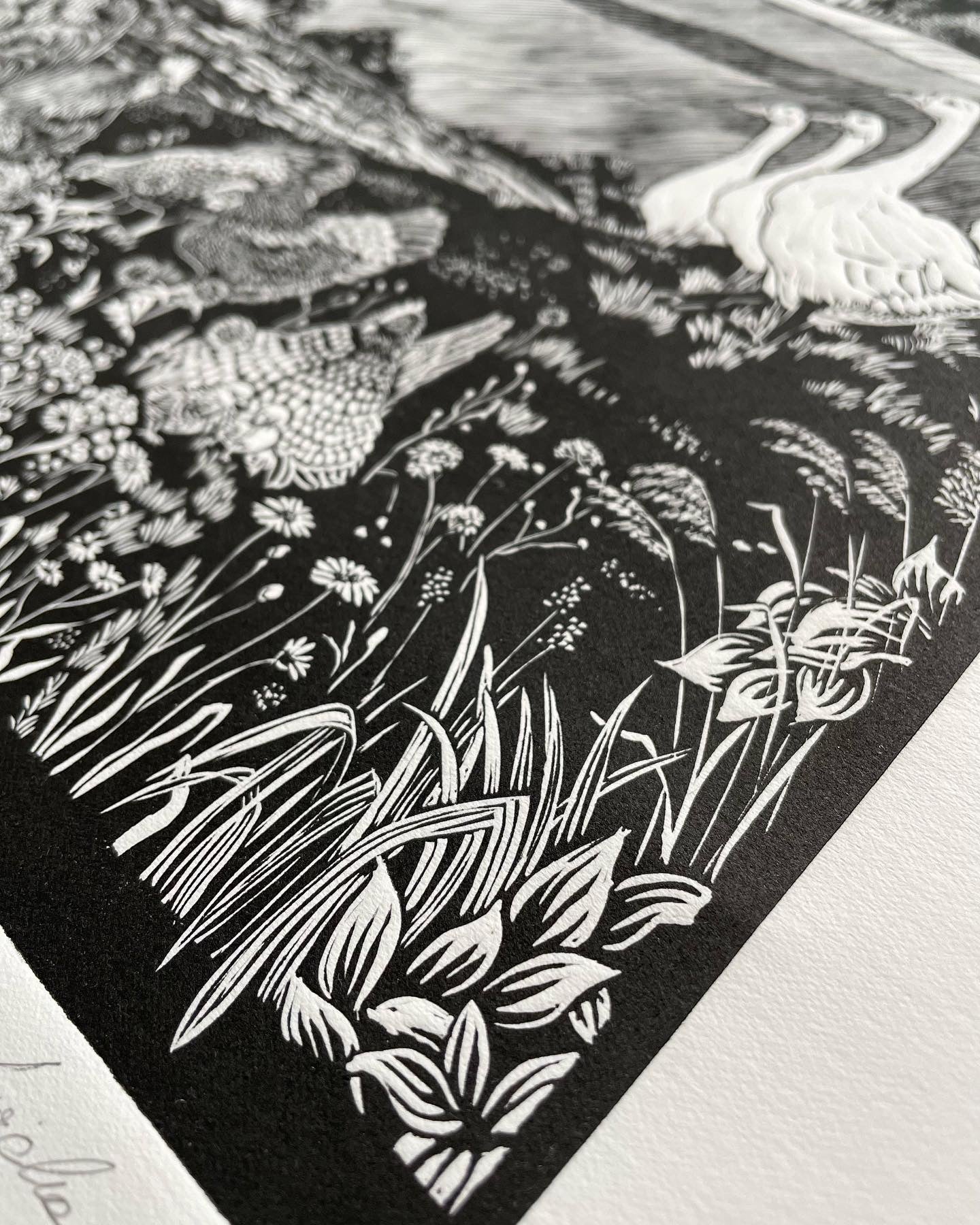 Linoryt pt. "Mazury Garbate" 40x50 cm