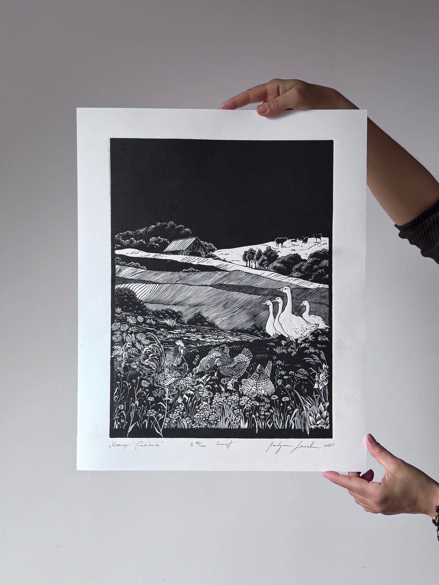 Linoryt pt. "Mazury Garbate" 40x50 cm