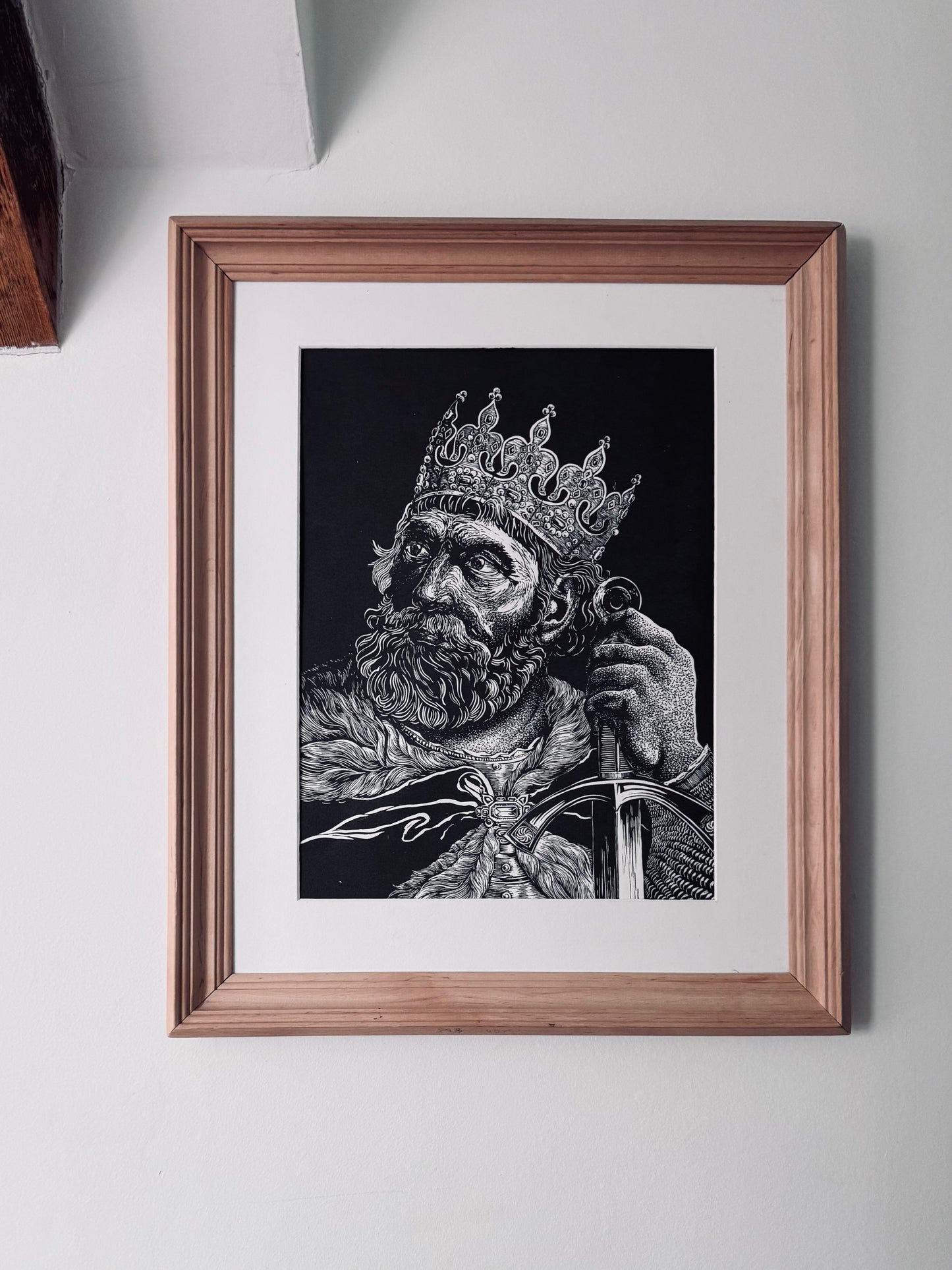 Linoryt pt. „Bolesław Chrobry" 40x50 cm