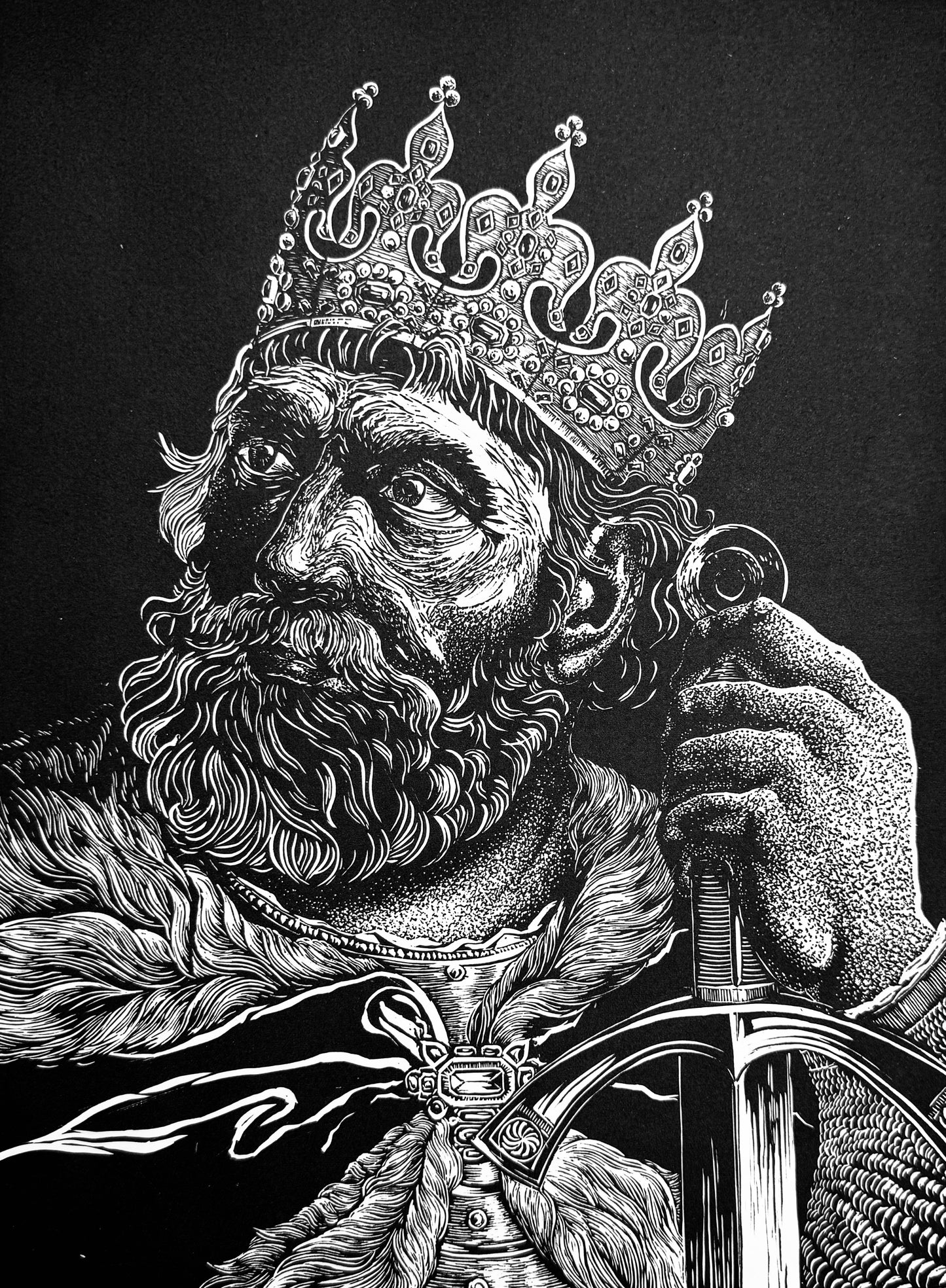 Linoryt pt. „Bolesław Chrobry" 40x50 cm