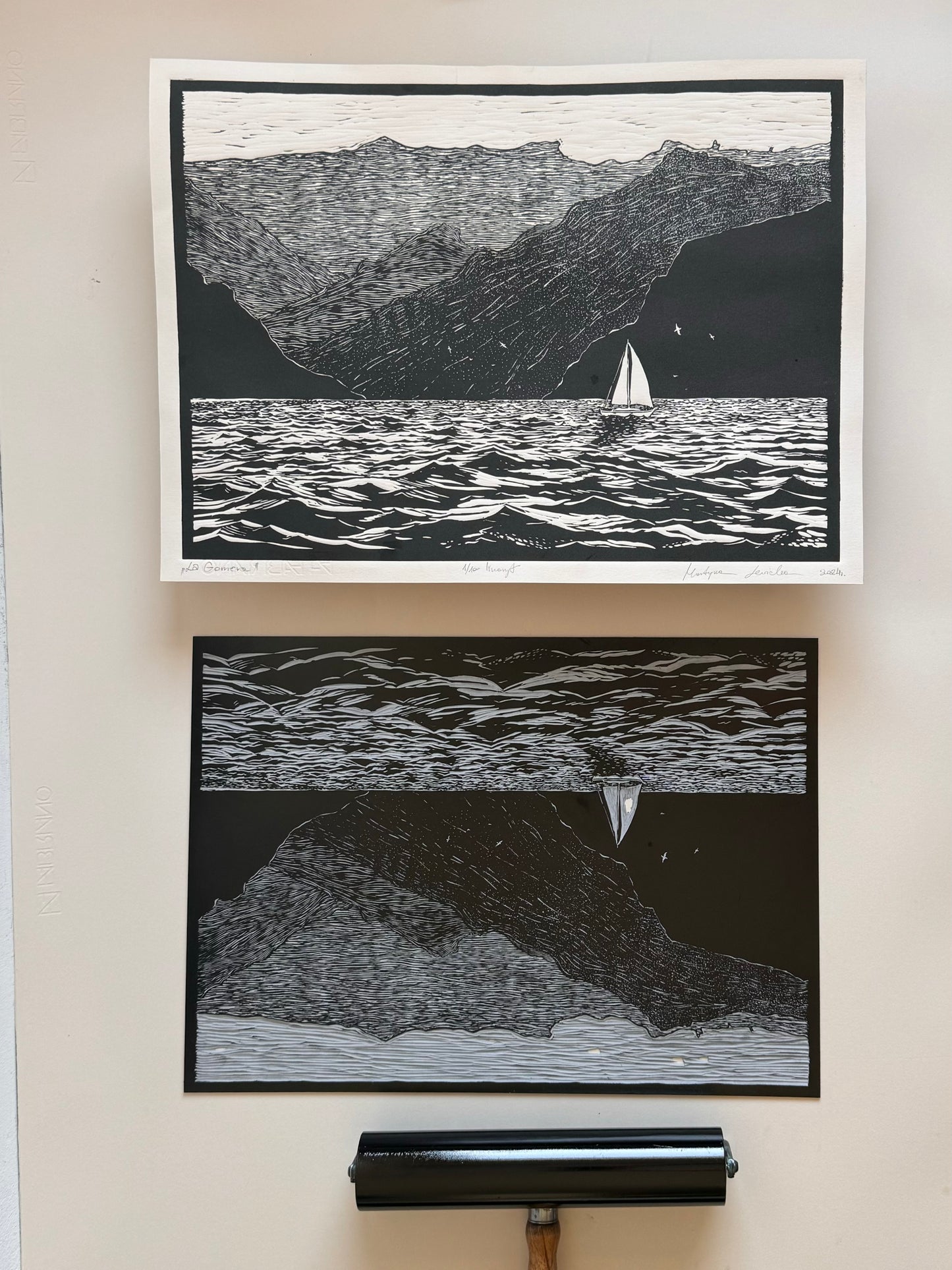 Linoryt pt. „La Gomera" 40x50 cm